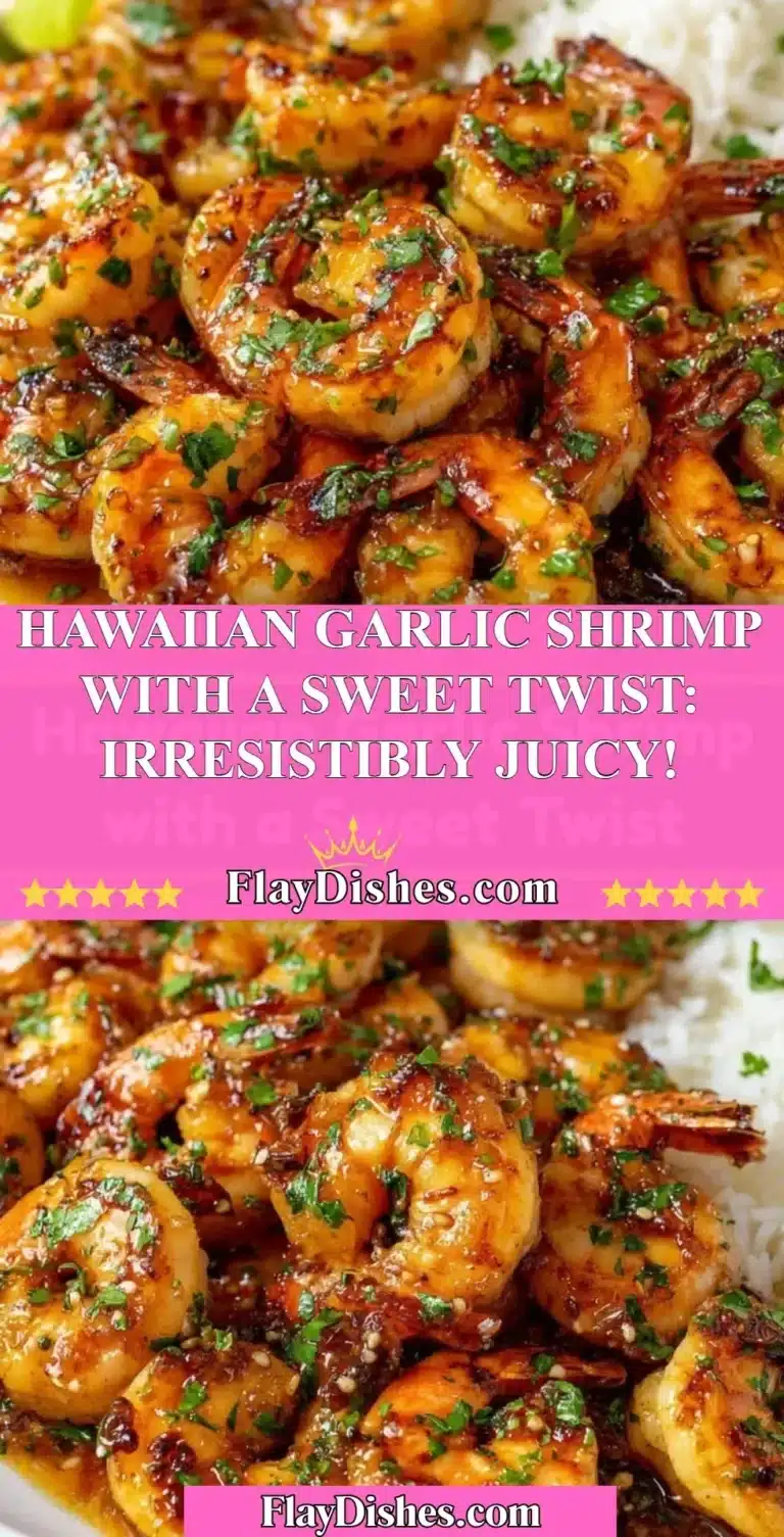 Delicious Hawaiian Garlic Shrimp garnished with herbs and served on a plate