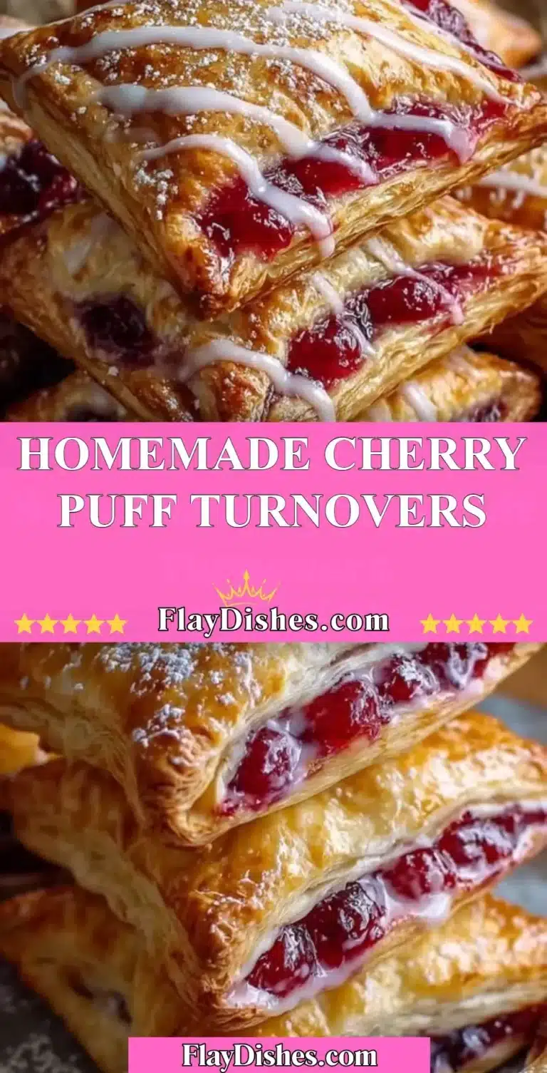 Delicious homemade cherry puff turnovers with flaky pastry and sweet cherry filling