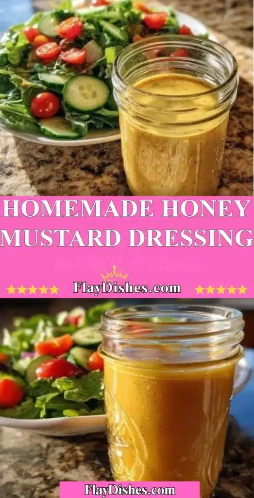 Bowl of homemade honey mustard dressing with fresh ingredients