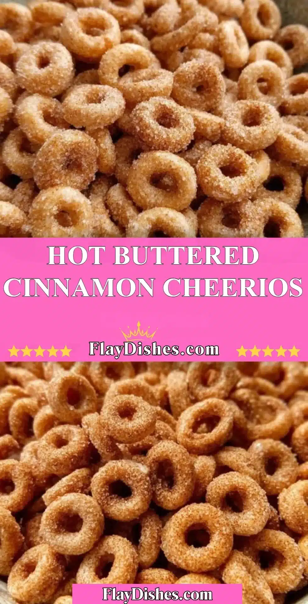 Delicious bowl of Hot Buttered Cinnamon Cheerios topped with butter and spices.