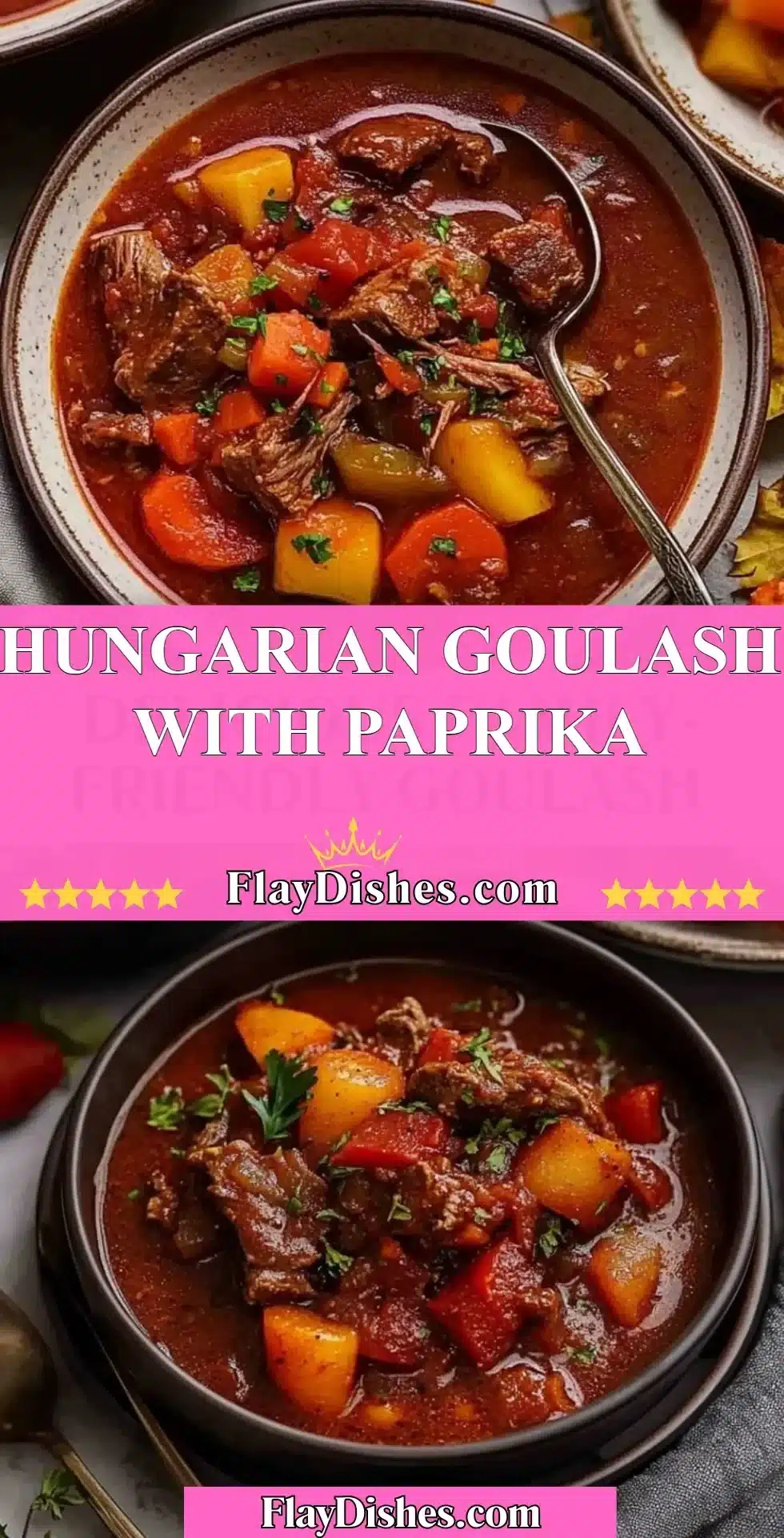 A hearty bowl of Hungarian Goulash with Paprika, showcasing rich meat and spices.