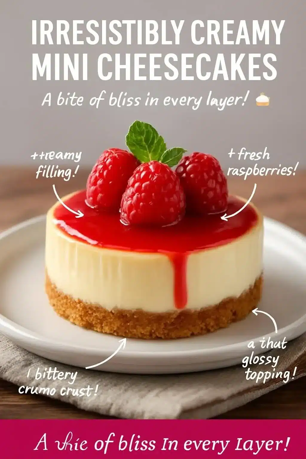 Irresistibly creamy mini cheesecakes inspired by New York style.