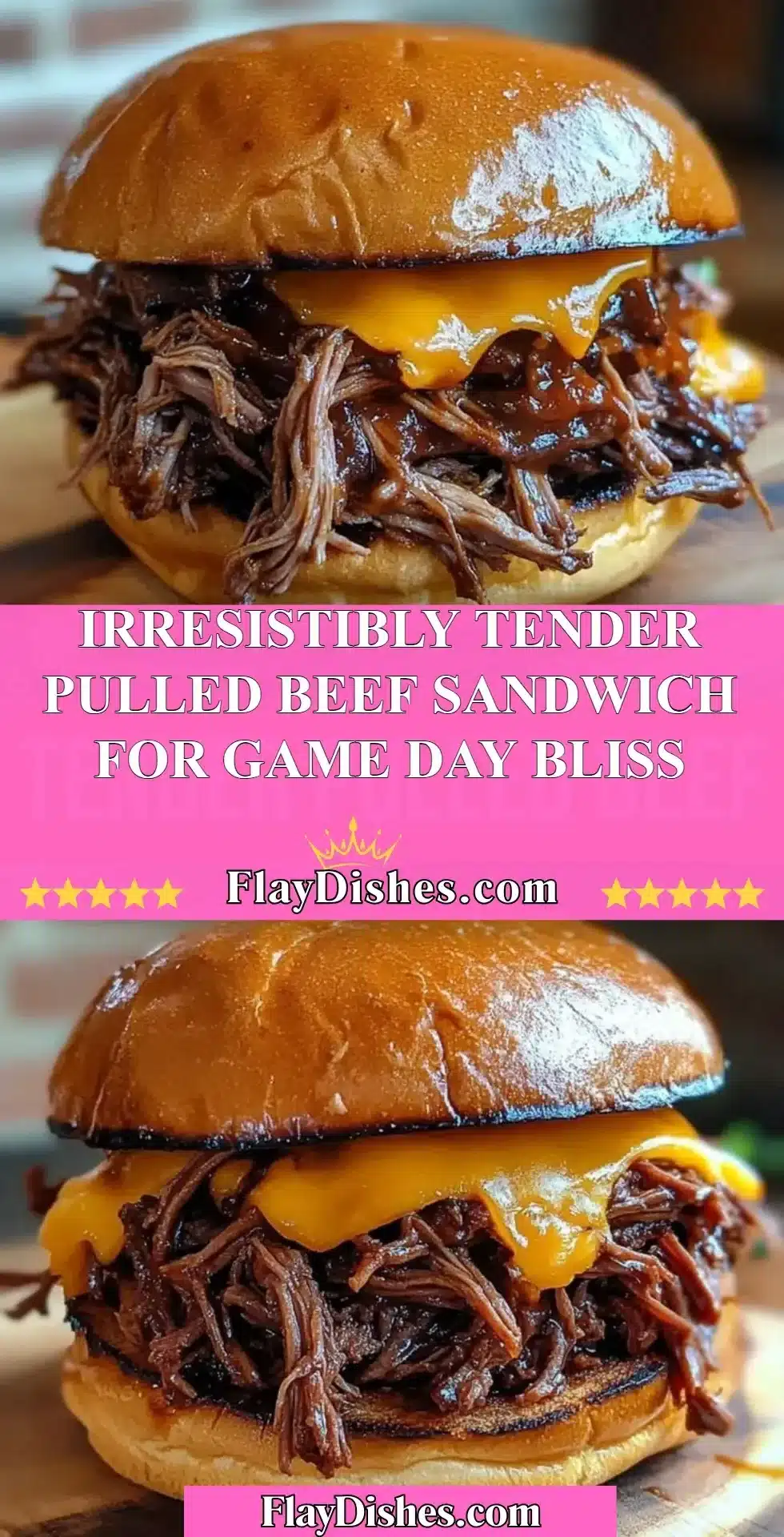 Irresistibly tender pulled beef sandwich served for game day