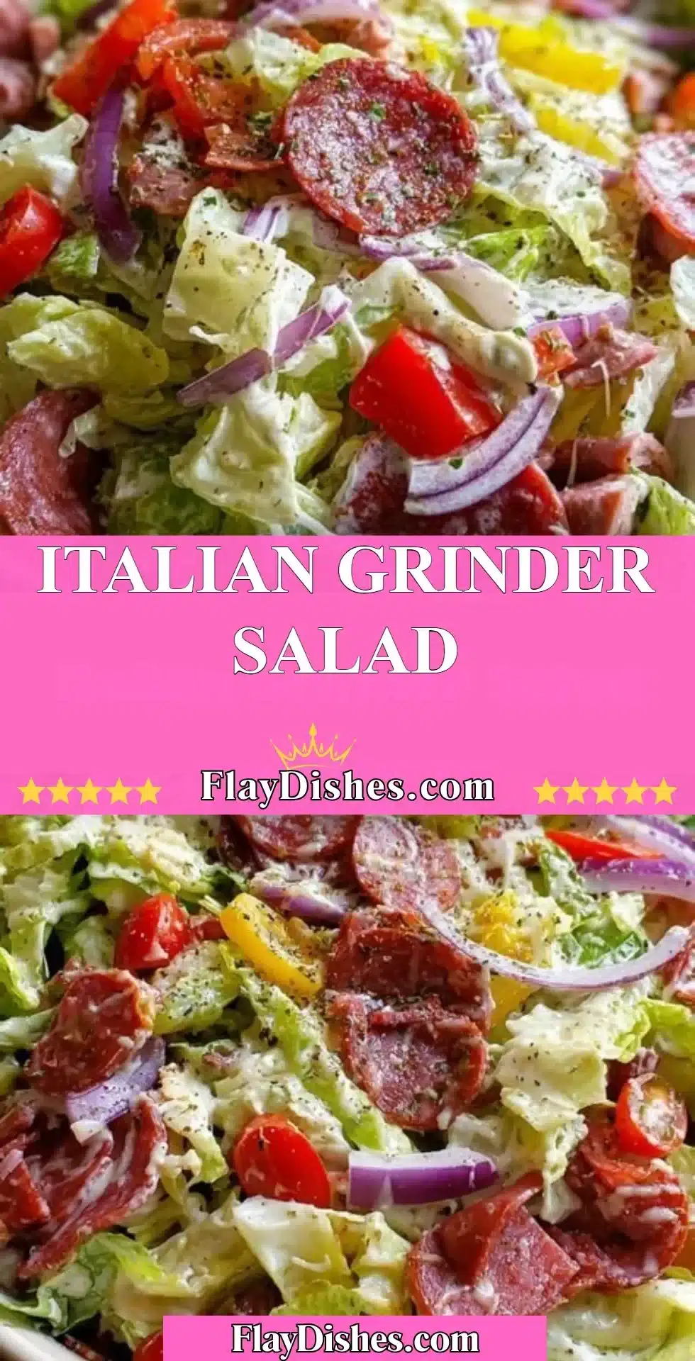 Italian Grinder Salad featuring fresh vegetables and tasty Italian dressing