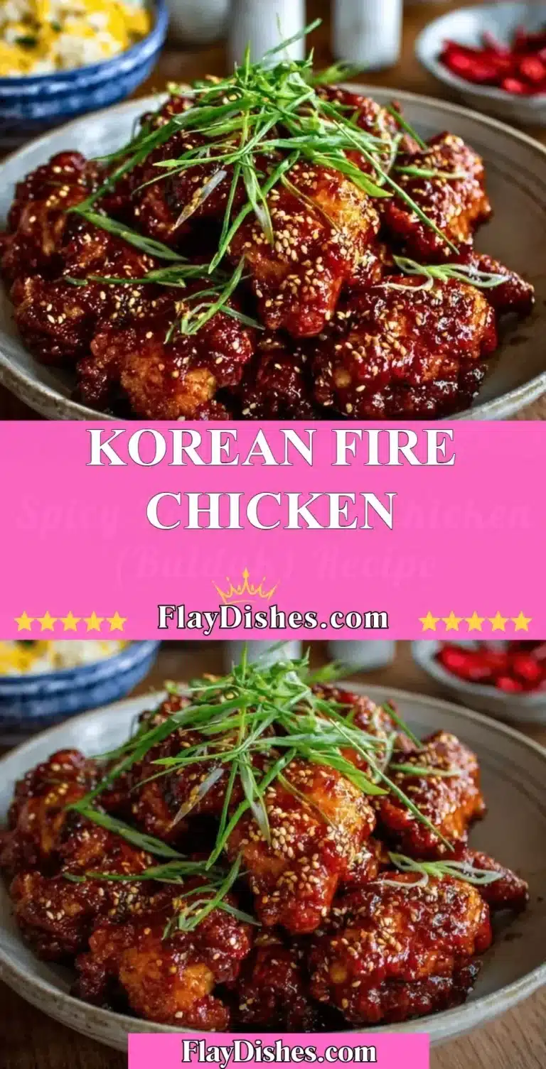 Korean Fire Chicken garnished with green onions and served with rice