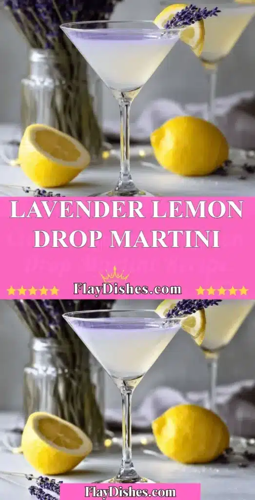 Lavender Lemon Drop Martini in a beautiful cocktail glass