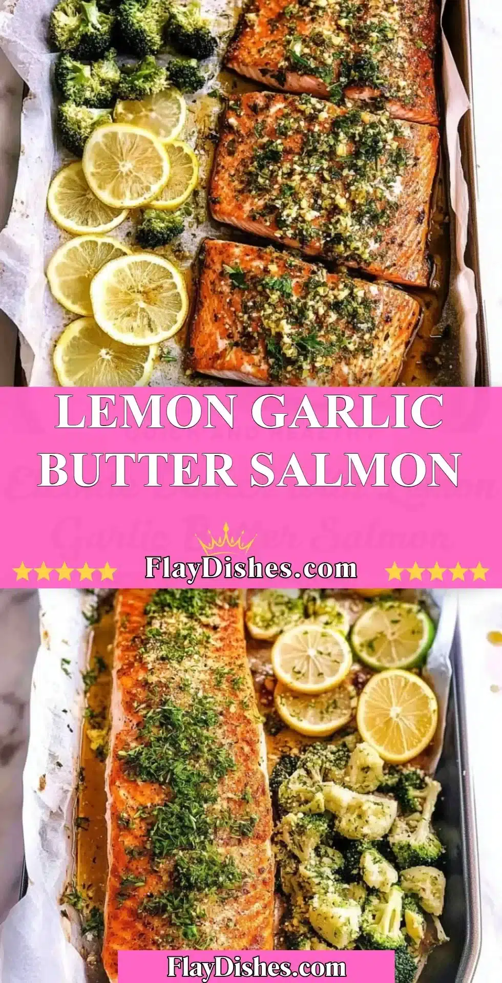 Lemon garlic butter salmon cooked to perfection on a plate