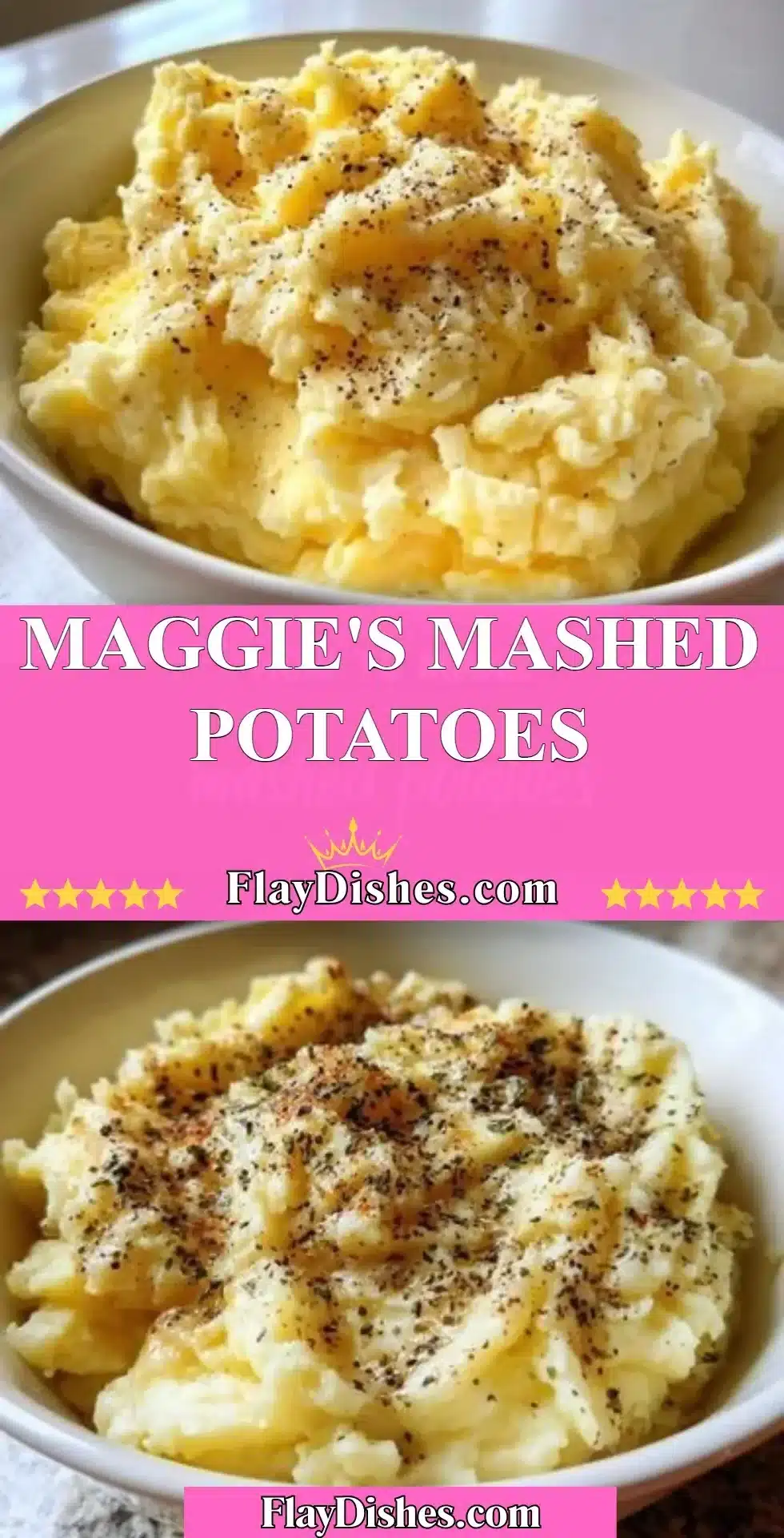 Delicious homemade mashed potatoes by Maggie, creamy and buttery comfort food.