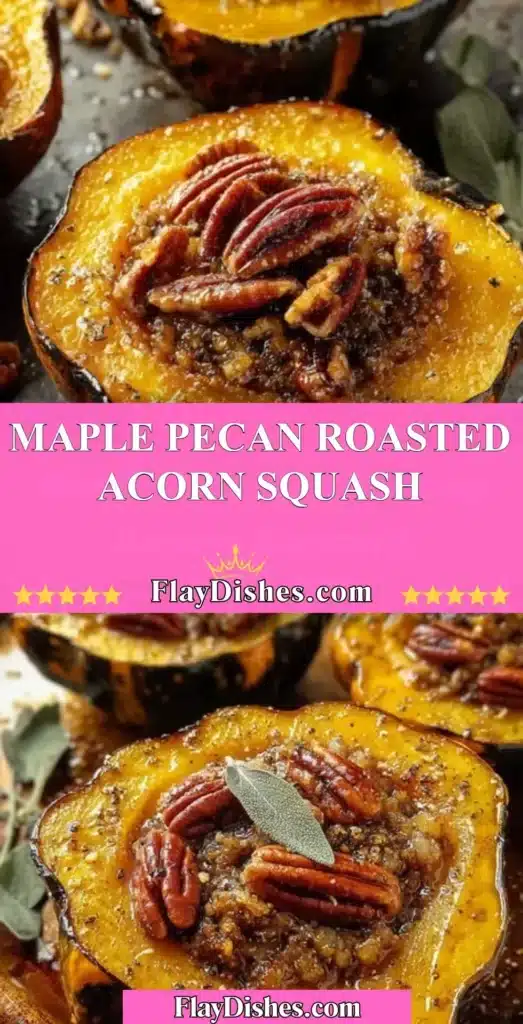 Maple Pecan Roasted Acorn Squash served on a wooden table