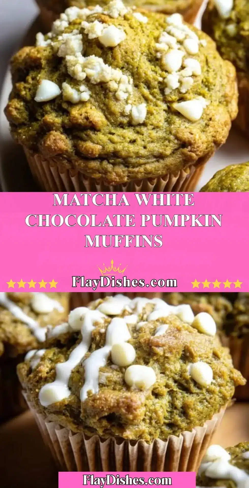 Matcha white chocolate pumpkin muffins fresh from the oven