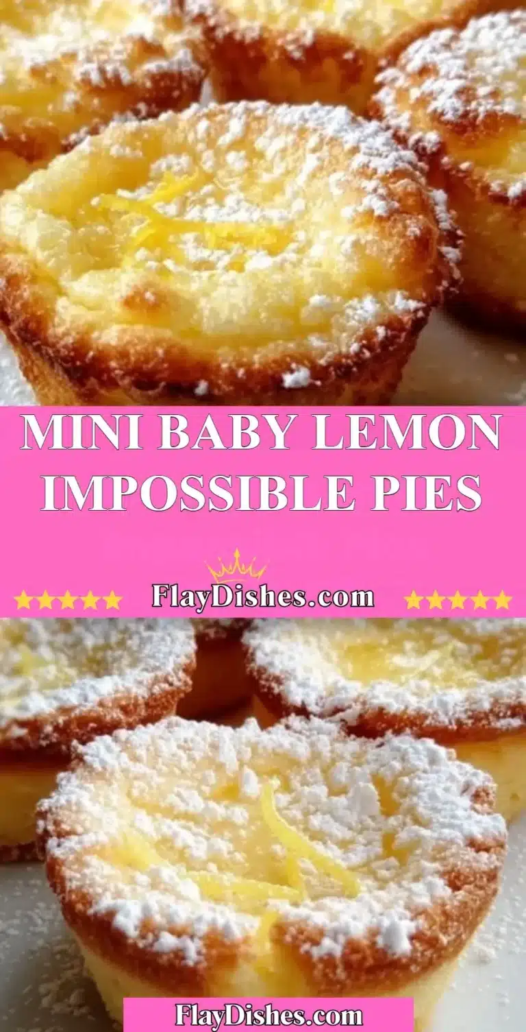 Delicious Mini Baby Lemon Impossible Pies with a lemony filling