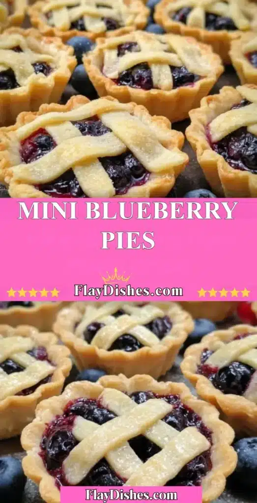 Delicious mini blueberry pies baked and ready to serve