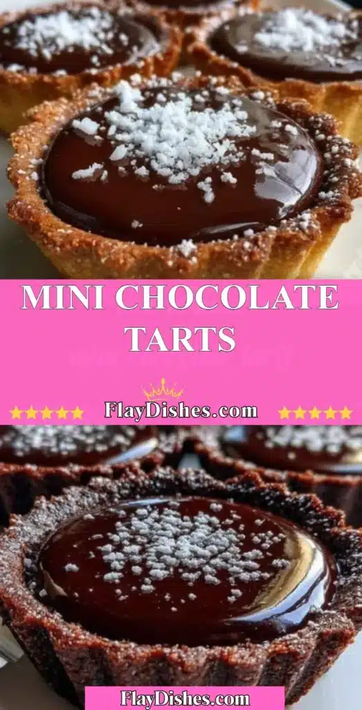 Delicious mini chocolate tarts topped with rich chocolate ganache.