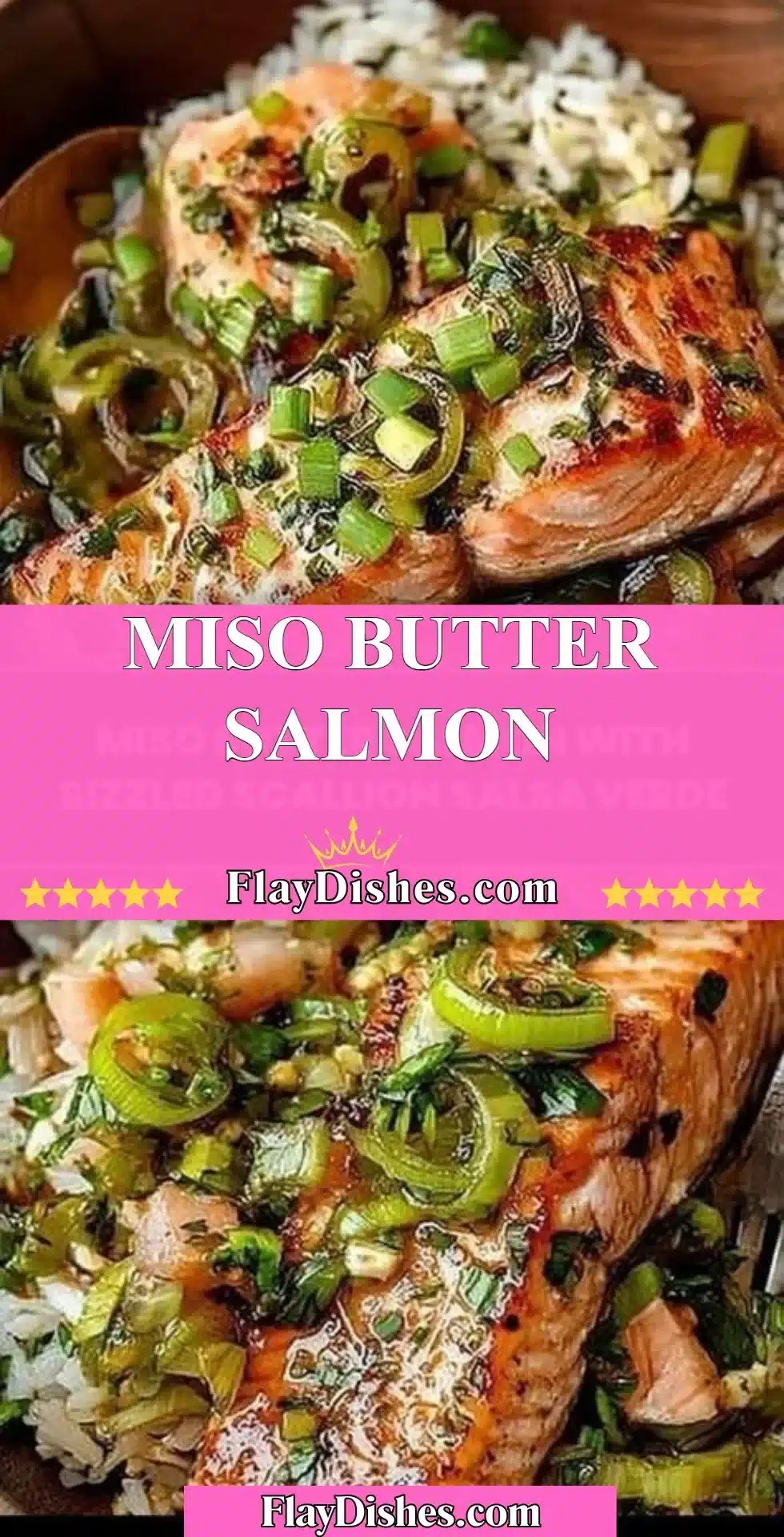 Miso butter salmon served with vegetables on a plate