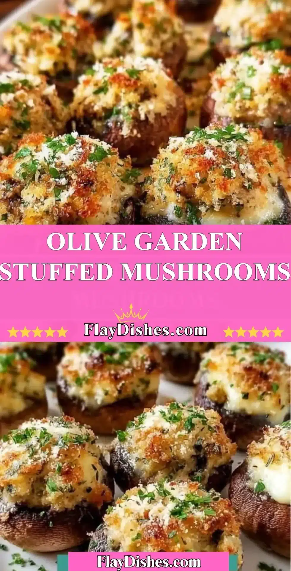 Delicious Olive Garden stuffed mushrooms served on a plate