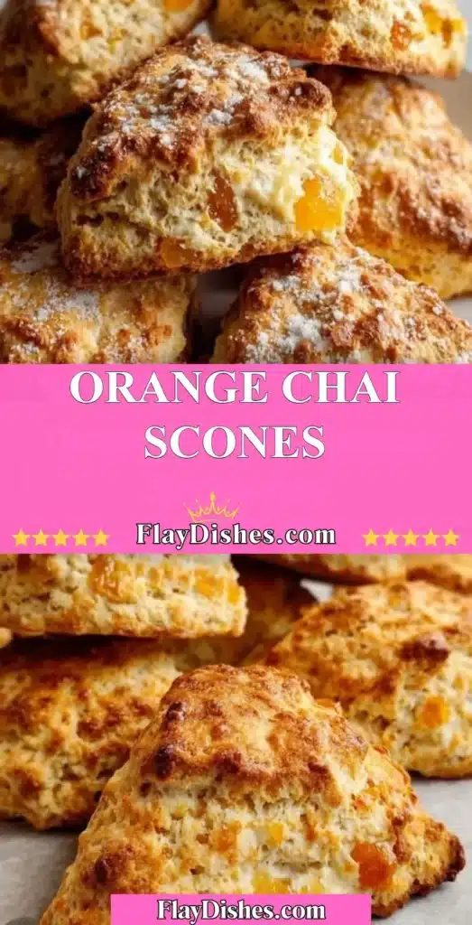 Freshly baked Orange Chai Scones with spices and orange zest