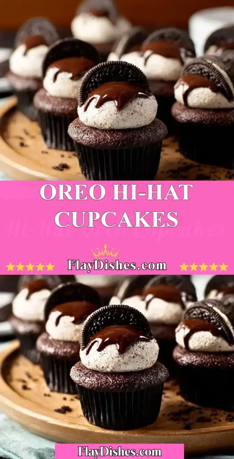 Oreo Hi-Hat Cupcakes with chocolate and Oreo frosting on a plate