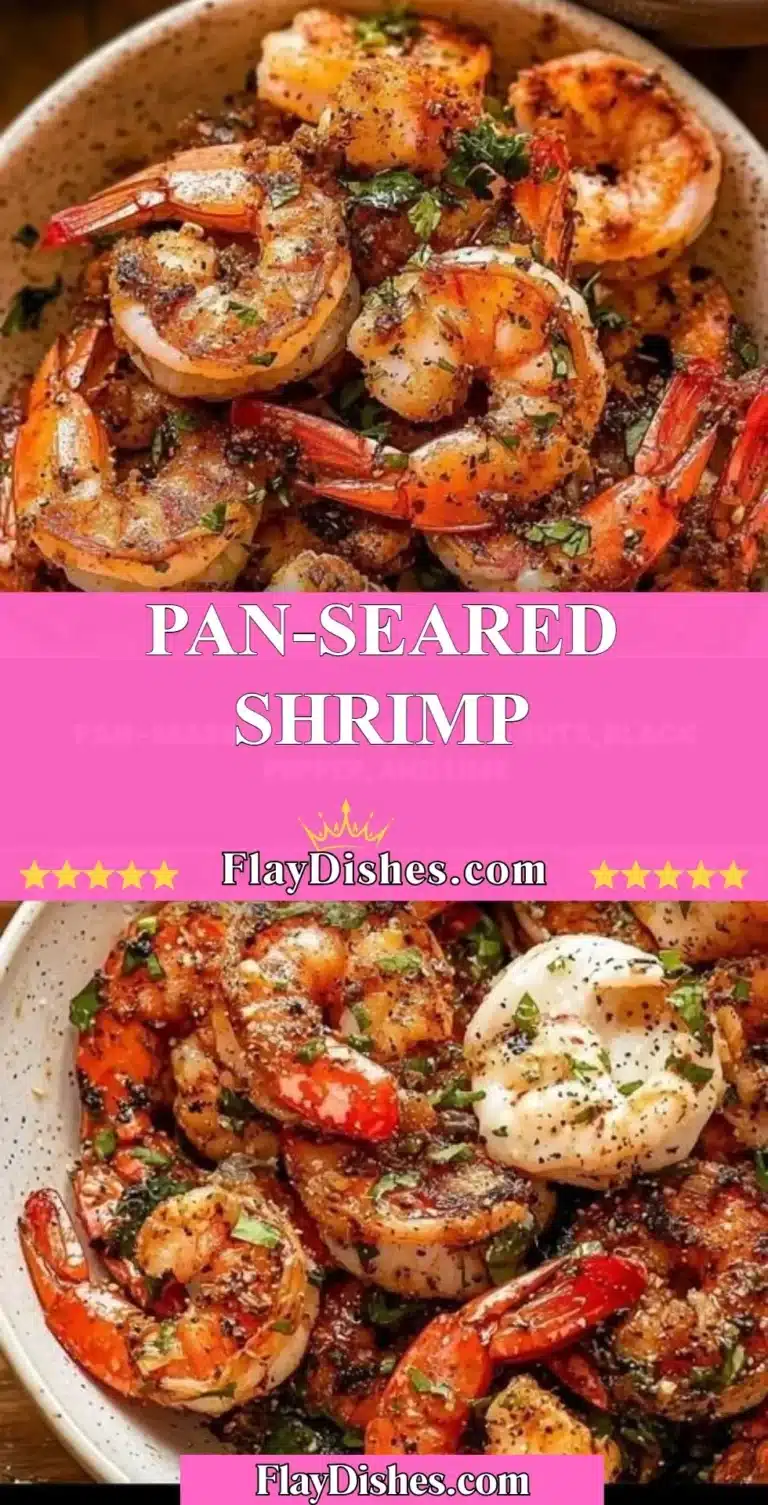 Delicious pan-seared shrimp served on a plate with fresh herbs.