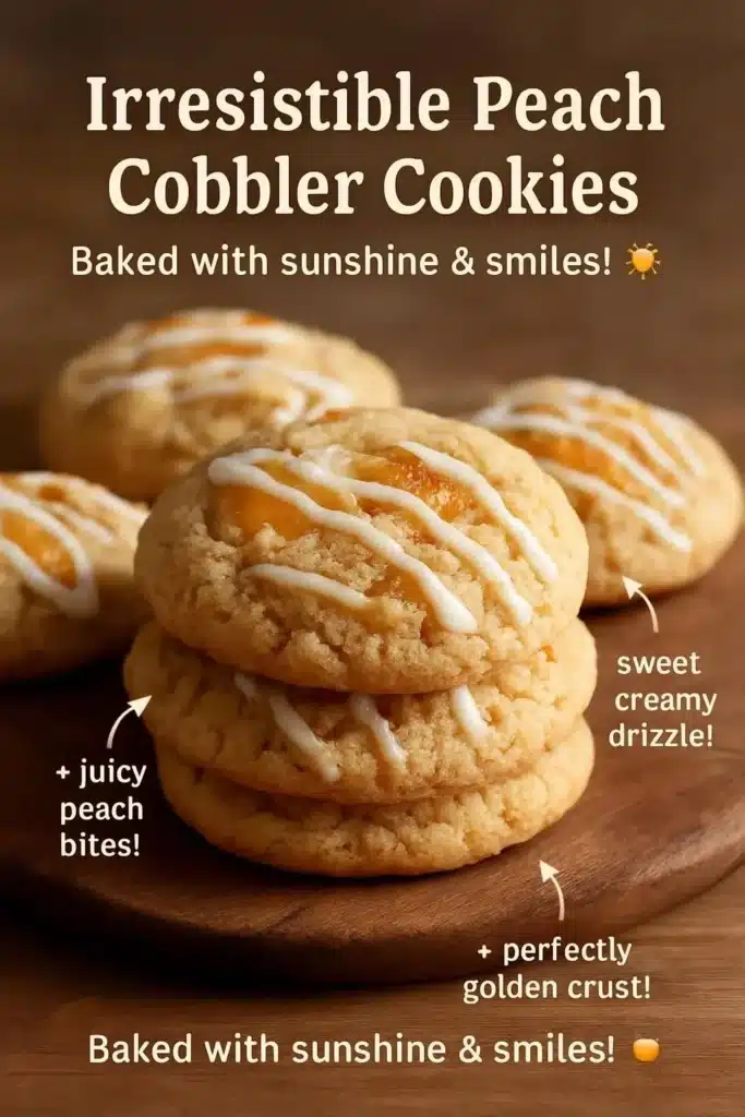 Freshly baked Peach Cobbler Cookies with juicy peaches and spices