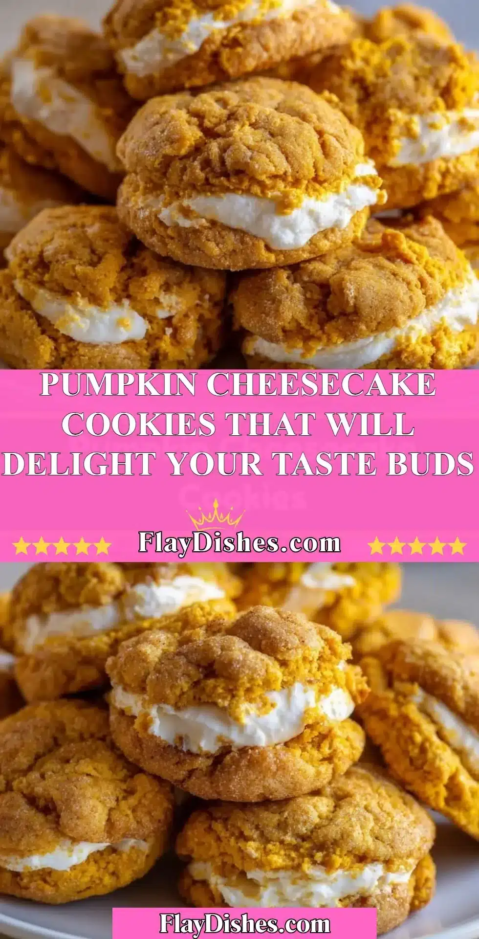 Delicious pumpkin cheesecake cookies topped with cream cheese frosting.