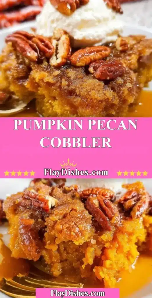 Delicious Pumpkin Pecan Cobbler with nuts and spices, a perfect fall dessert