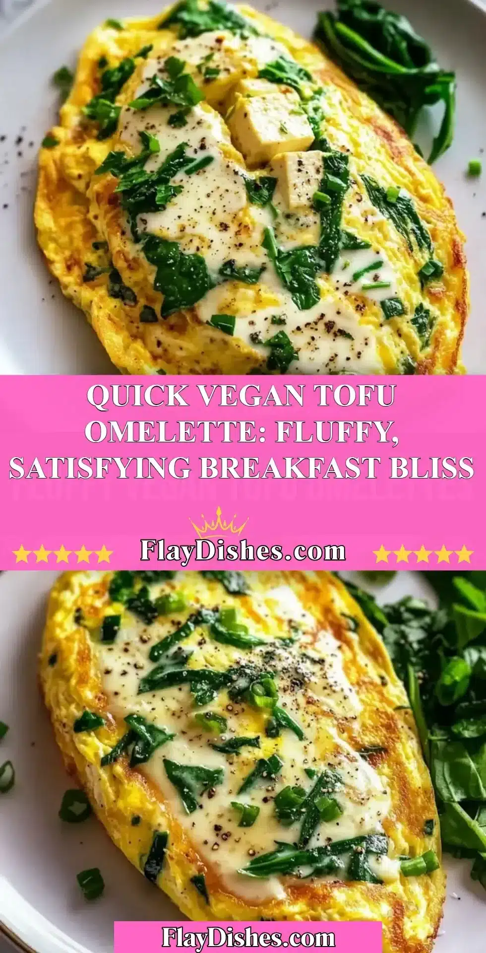 Delicious vegan tofu omelette served on a plate with fresh herbs.