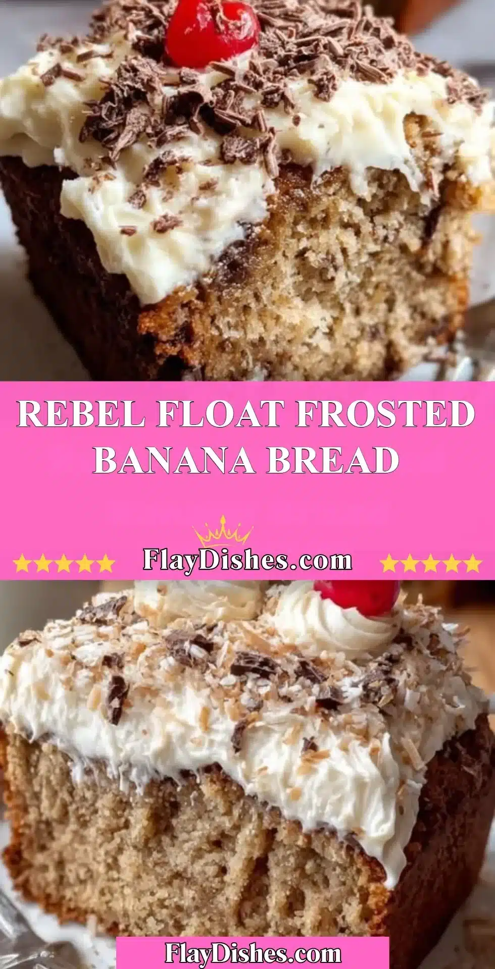 Frosted banana bread with a rebel twist showcasing delicious flavors and texture.