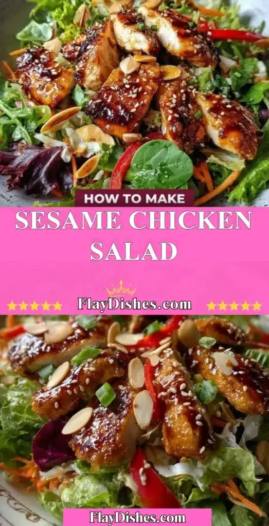 Sesame Chicken Salad with fresh vegetables and sesame dressing