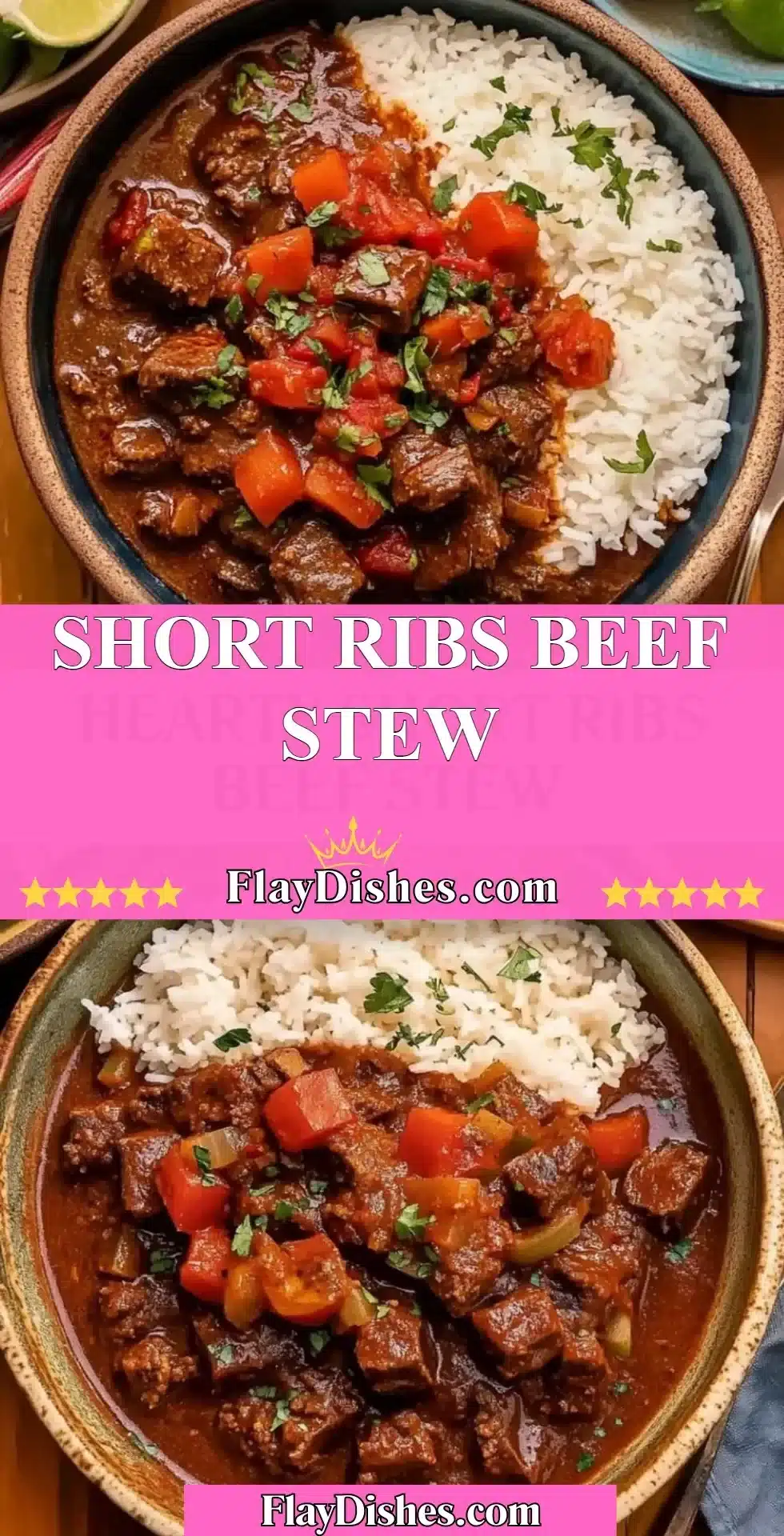 Delicious Short Ribs Beef Stew with vegetables in a bowl
