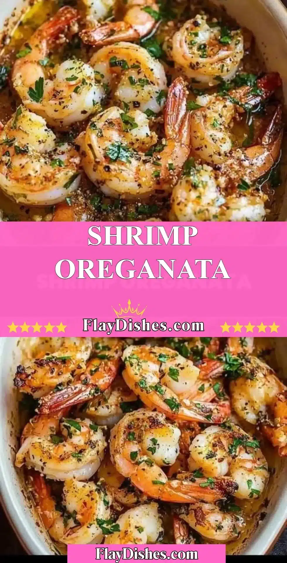 Delicious Shrimp Oreganata with herb crust, baked to perfection.
