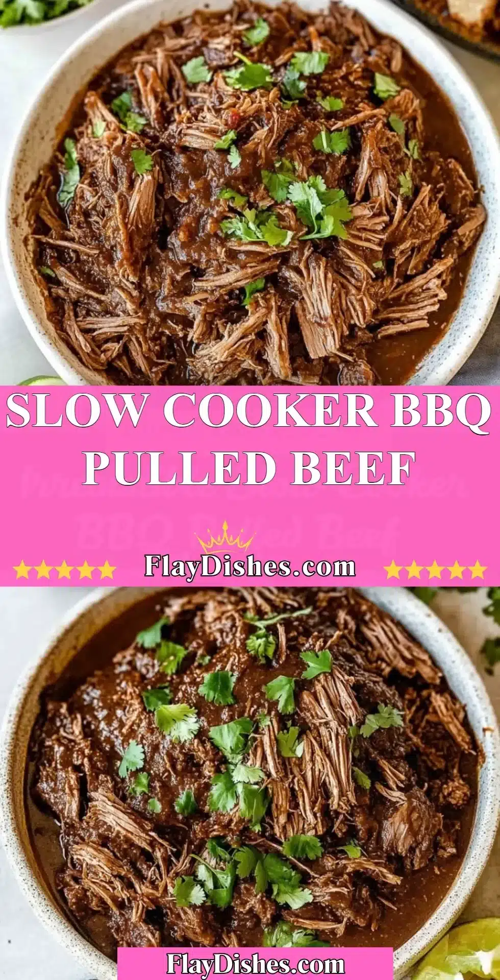 Slow Cooker BBQ Pulled Beef served with buns and coleslaw