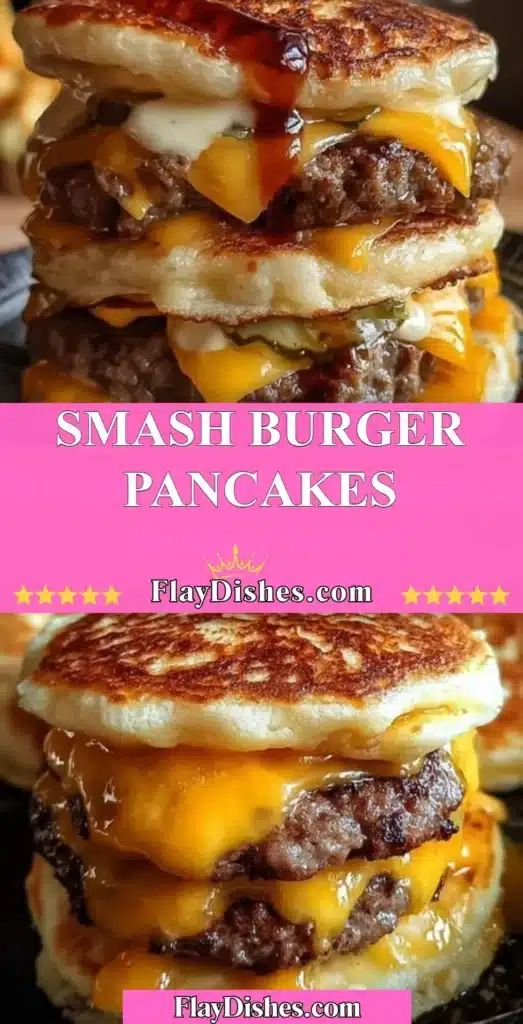 Delicious smash burger pancakes served with toppings