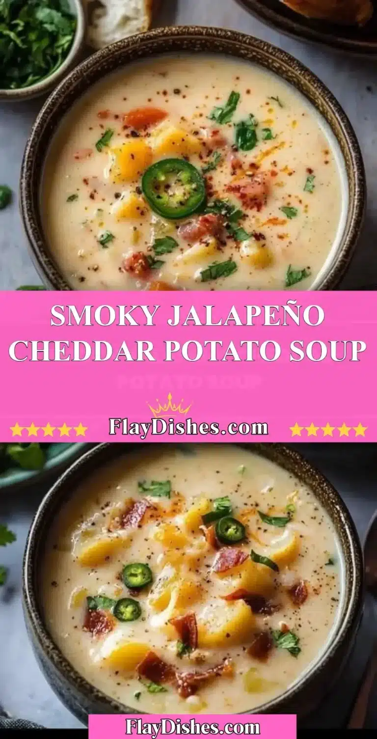 Bowl of smoky jalapeño cheddar potato soup topped with fresh herbs