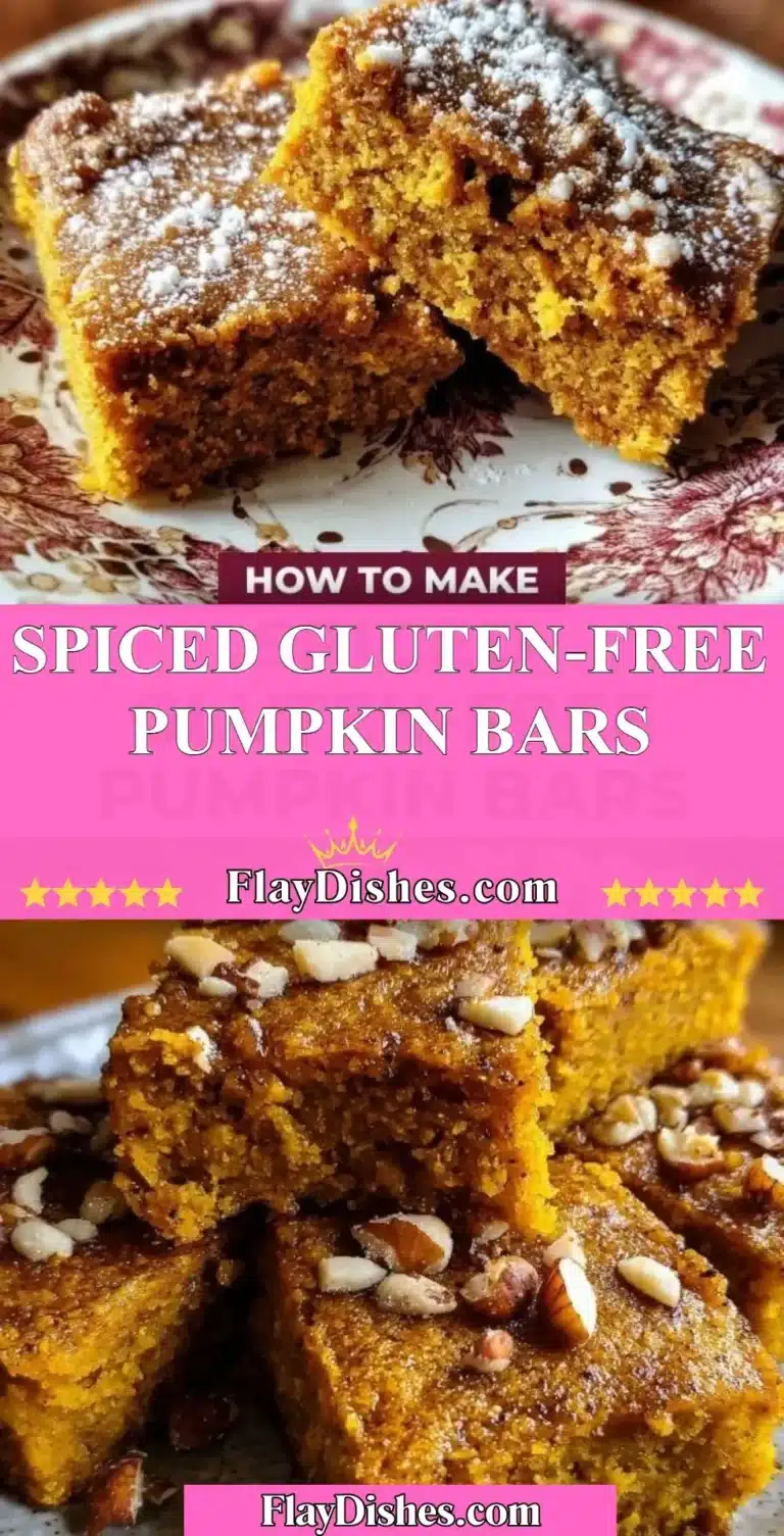 Delicious spiced gluten-free pumpkin bars with a sprinkle of cinnamon