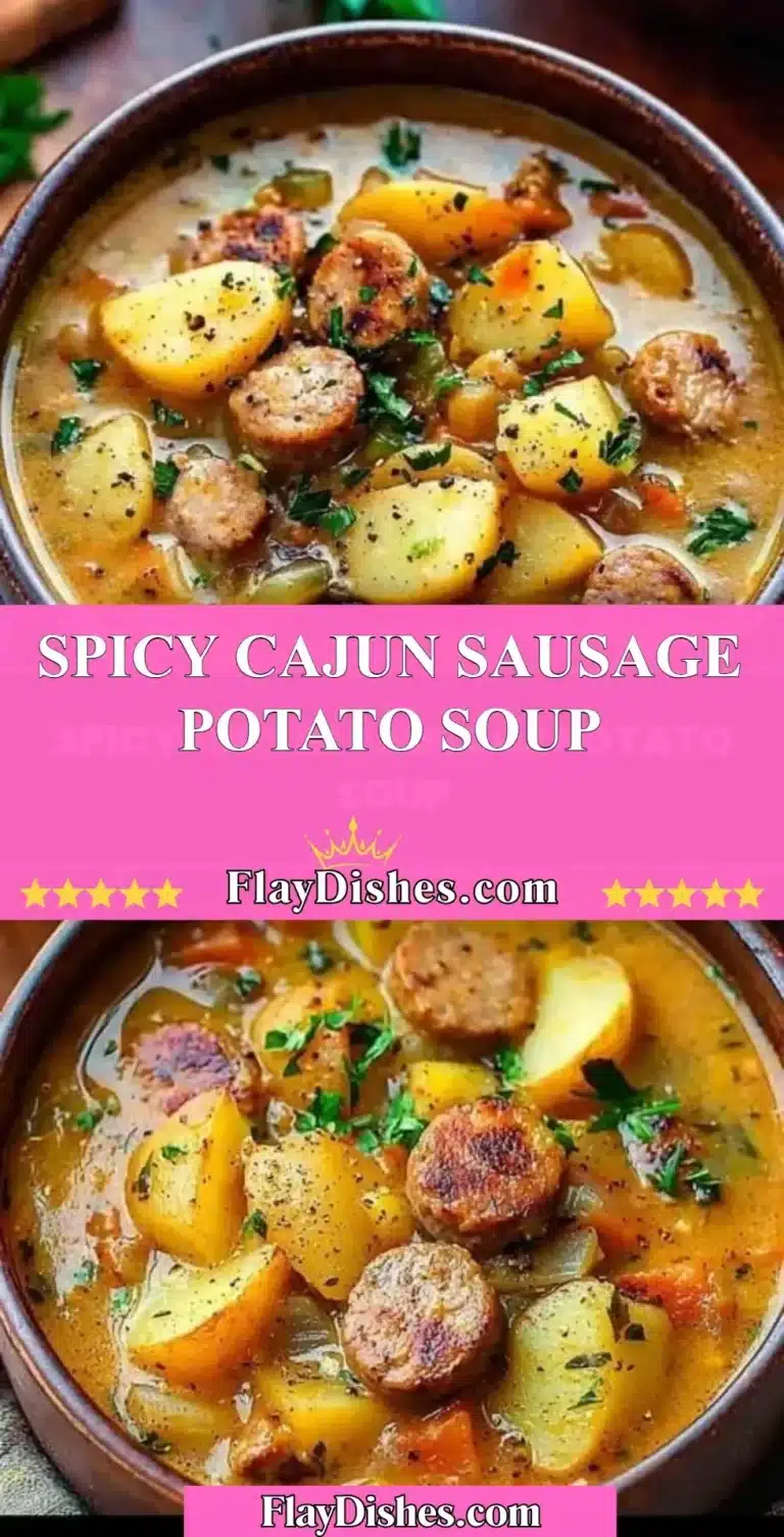Bowl of spicy Cajun sausage potato soup garnished with parsley.