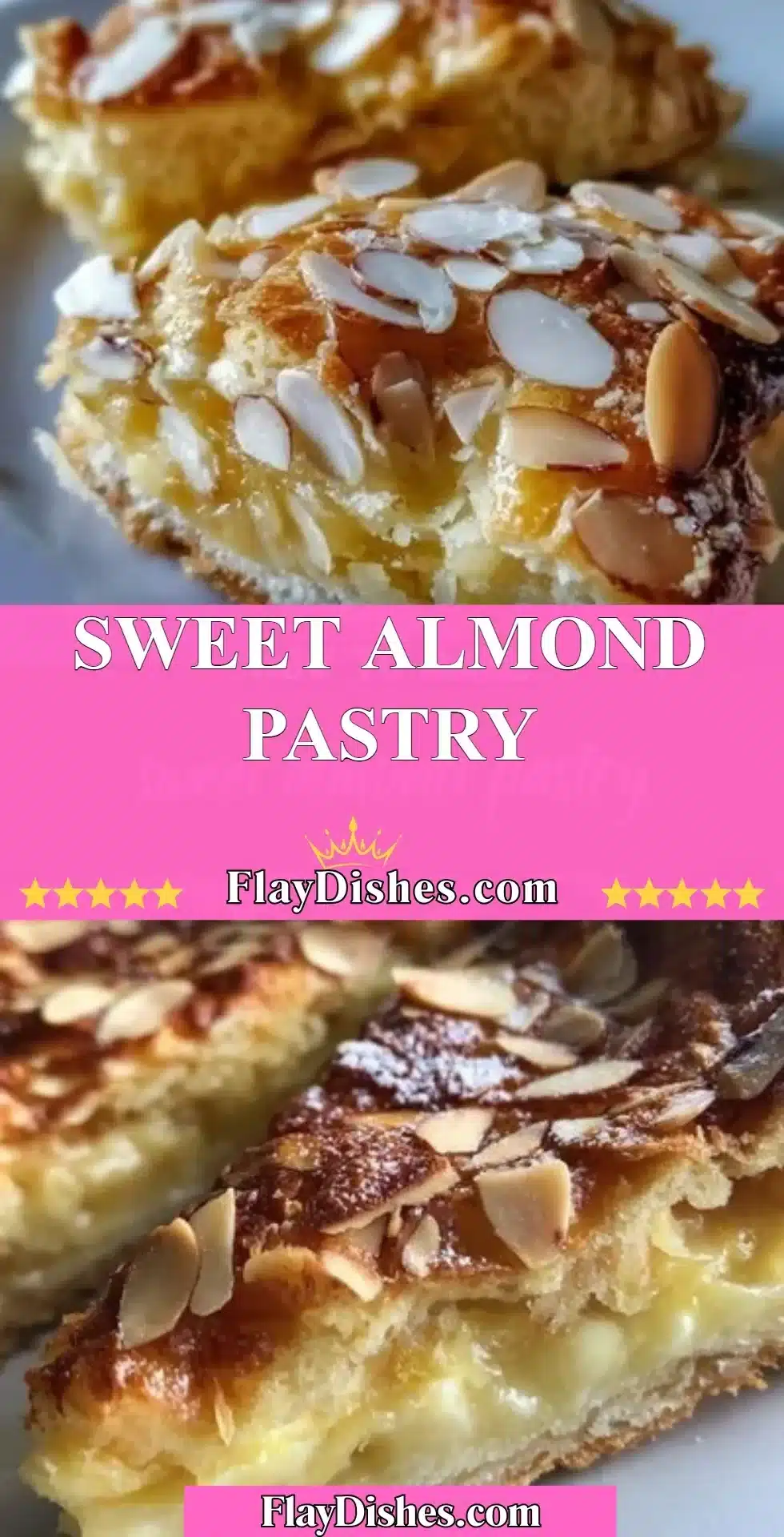 Delicious sweet almond pastry with a golden crust and almond filling