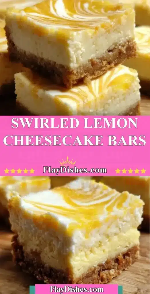 Swirled lemon cheesecake bars topped with lemon zest and a buttery crust