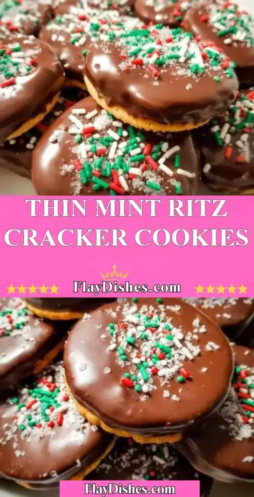 Thin Mint Ritz Cracker Cookies on a plate, showcasing a delicious mint chocolate treat.