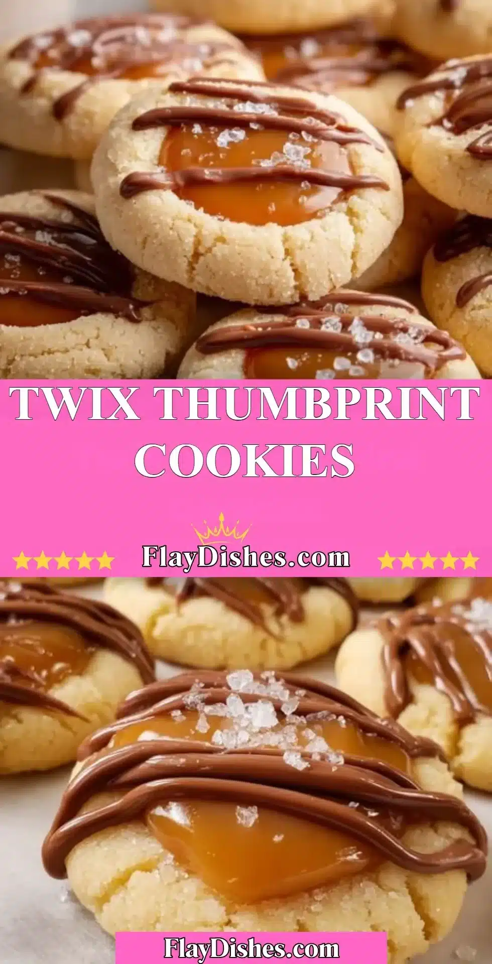 Delicious Twix Thumbprint Cookies with chocolate and caramel filling