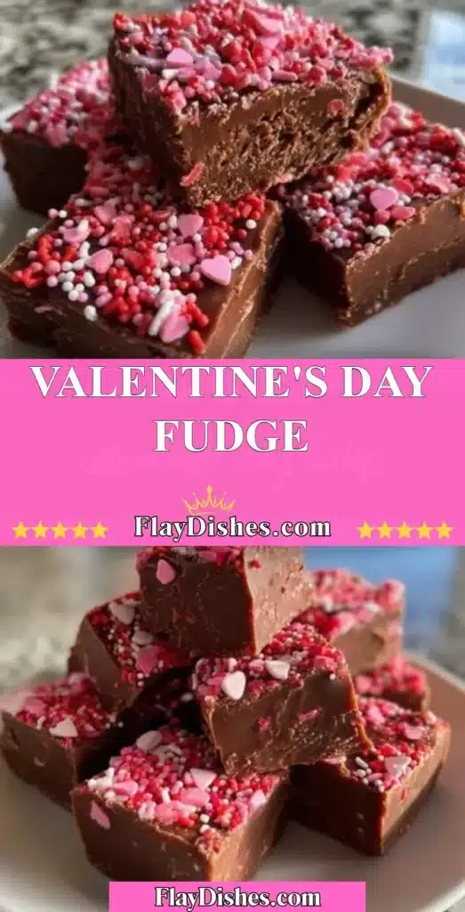 Delicious homemade Valentine's Day Fudge on a festive plate