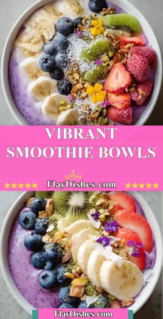 Colorful and nutritious smoothie bowls topped with fresh fruits and seeds
