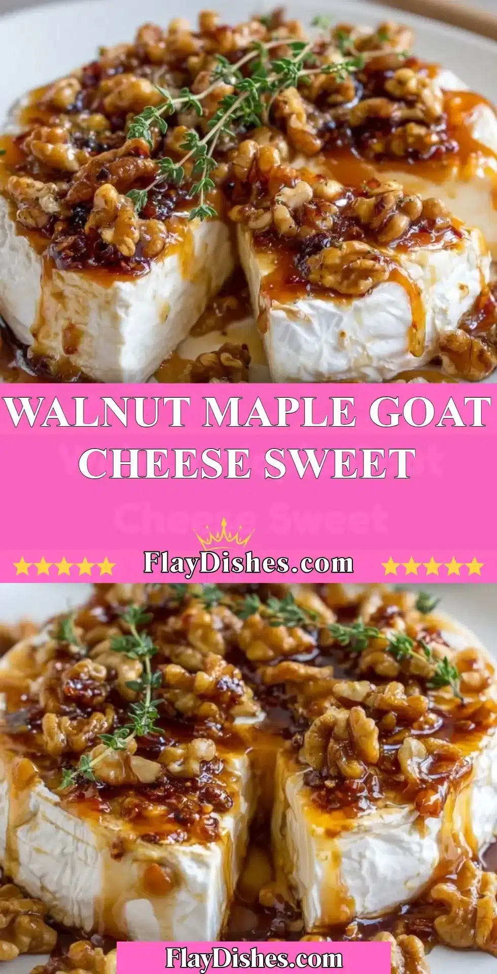 Delicious Walnut Maple Goat Cheese Sweet dish with garnishes