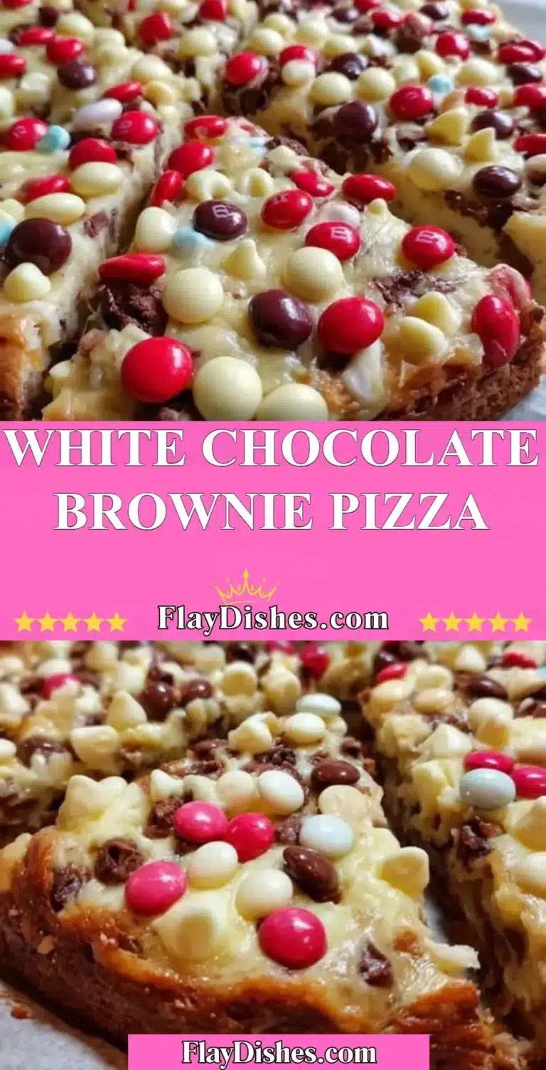 Delicious white chocolate brownie pizza served with toppings