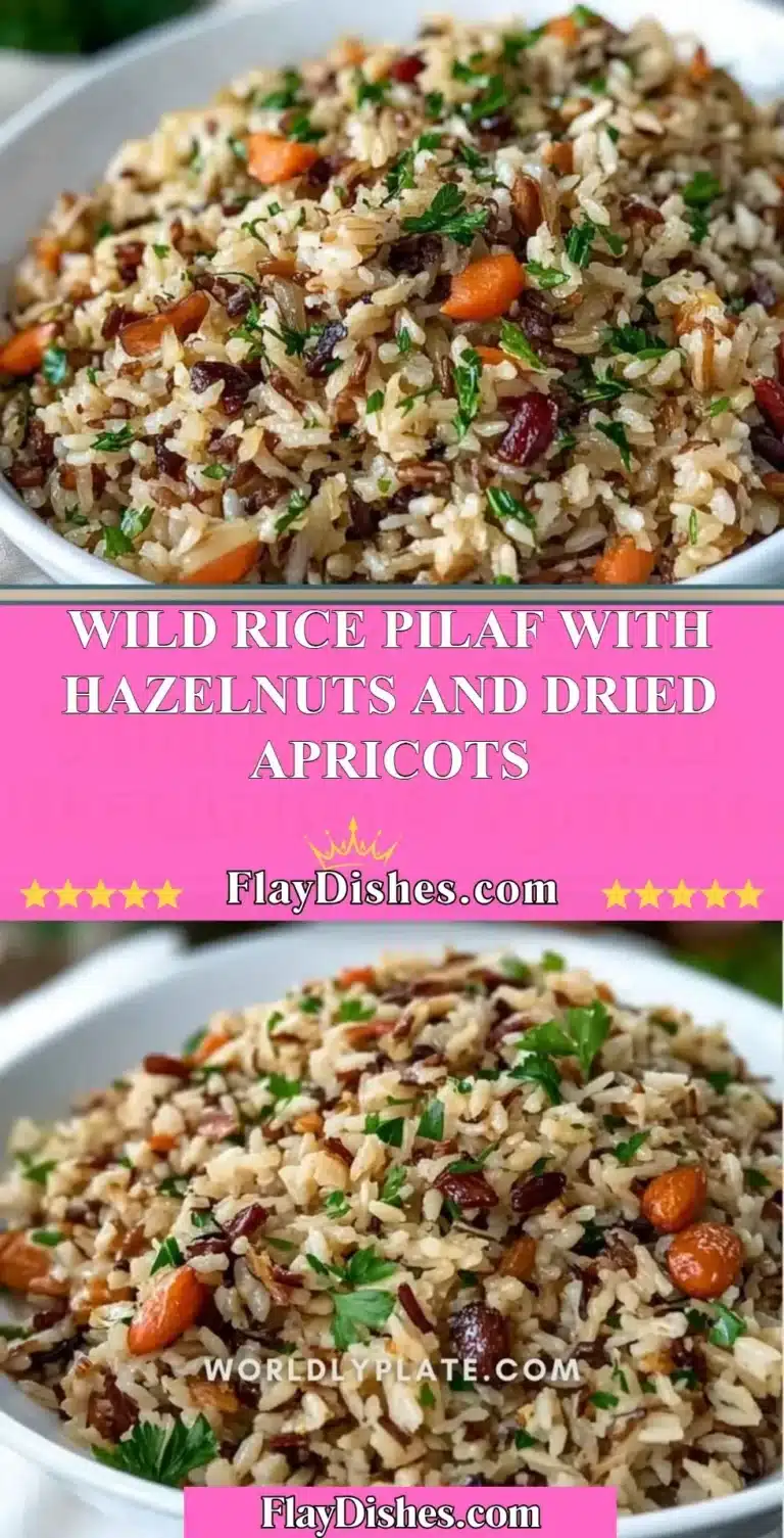Wild rice pilaf with hazelnuts and dried apricots served in a bowl