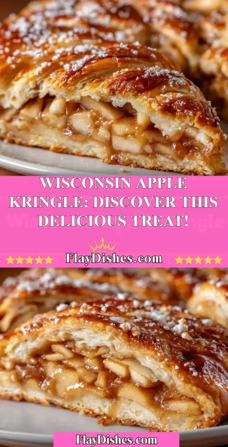 Wisconsin Apple Kringle pastry topped with icing and filled with apples