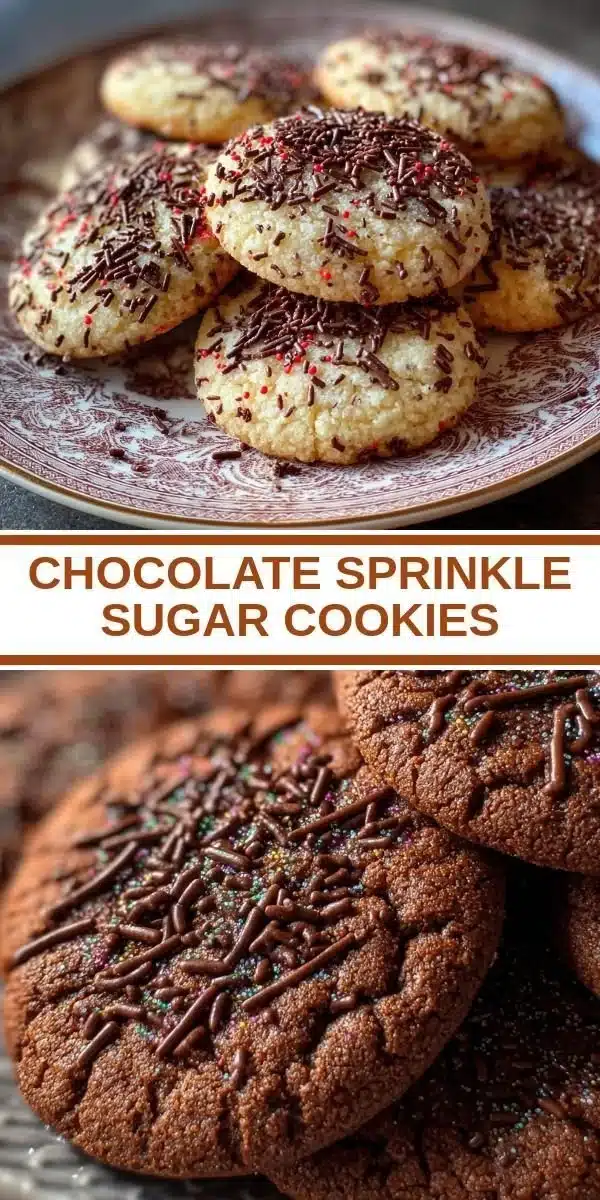 Delicious chocolate sprinkle sugar cookies on a plate