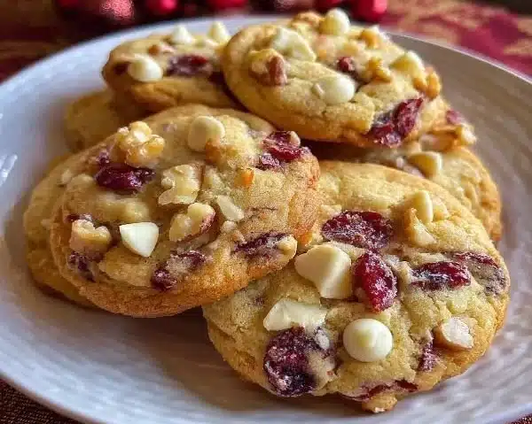 Festive Christmas Cranberry Orange Cookies with cranberries and orange zest