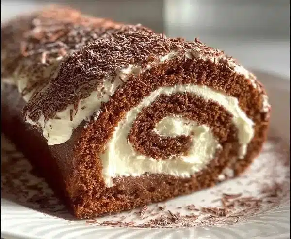 Christmas Yule Log Sheet Cake decorated with winter elements