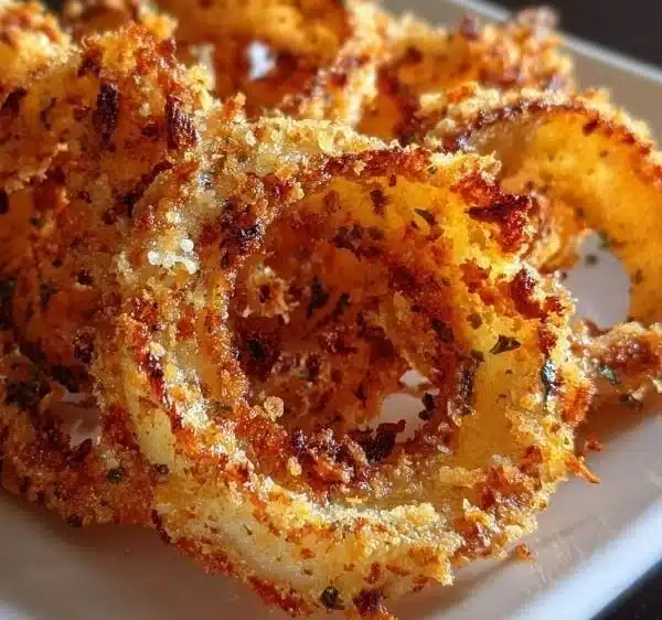 Crispy Parmesan Onion Ring Chips served in a bowl for a delicious snack.