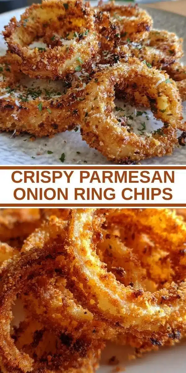 Crispy Parmesan onion ring chips served in a bowl, perfect for snacking.